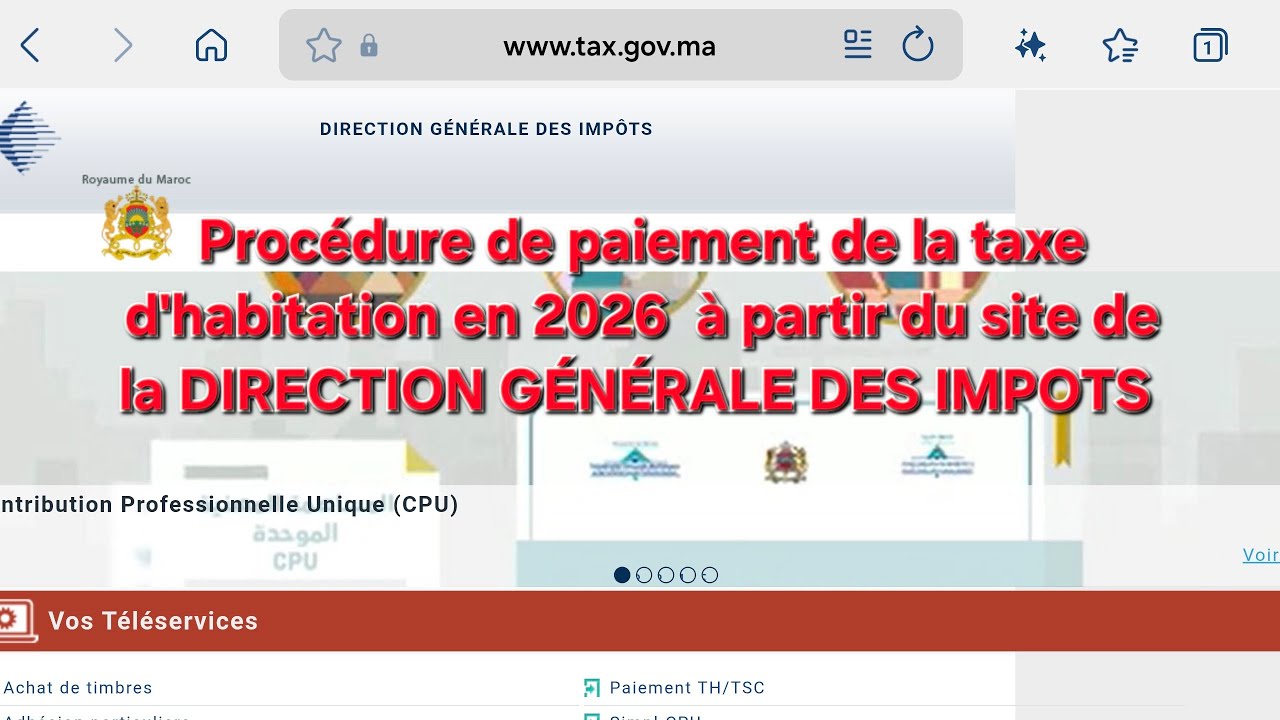 Nouvelle procédure pour payer la taxe d'habitation en 2026 au Maroc  via le site de la DGI
