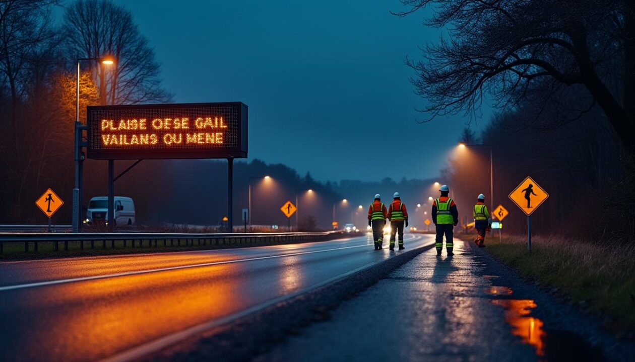 moselle : travaux nocturnes sur l’a31 à yutz pour la rénovation d’un panneau à messages variables, visant à améliorer la sécurité et l’information des automobilistes.