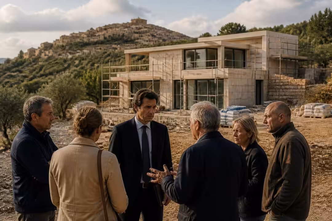 la commune de gordes, par l'intermédiaire de son avocat, répond officiellement aux accusations concernant une villa construite illégalement, en exerçant son droit de réponse.